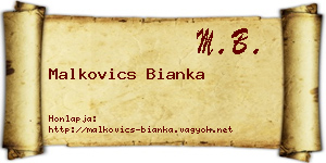 Malkovics Bianka névjegykártya